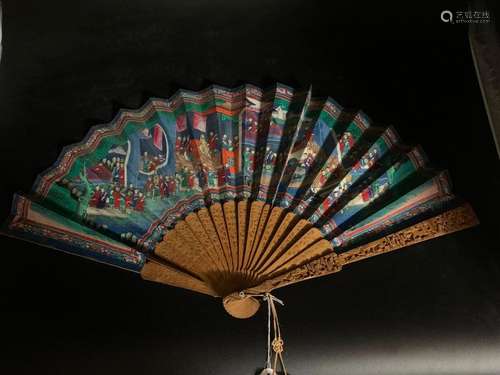 CHINA Canton. Eighteen strand bamboo fan carved an…