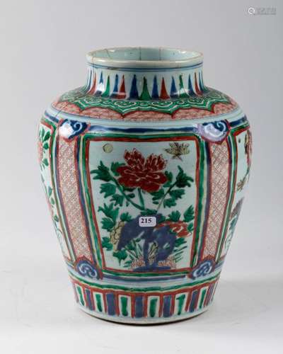 CHINA Baluster vase in porcelain and Wucai enamels…