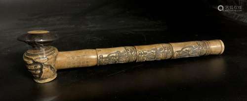 INDOCHINA Opium PIPE made of carved and incised ba…