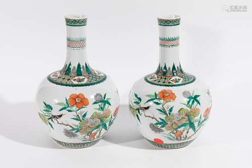 CHINA Pair of VASES porcelain bottles and enamels …