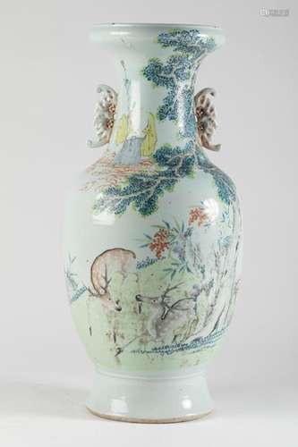 CHINA Porcelain vase with polychrome decoration of…