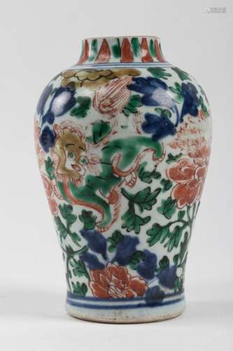 CHINA Small baluster VASE in Wucai enamels with fl…