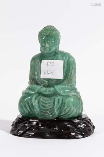 CHINA BUDDHA with joined hands, carved jade. H. 21…