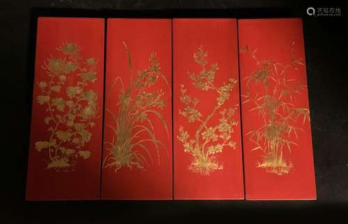 MINH THANH (20th century). A suite of four lacquer…