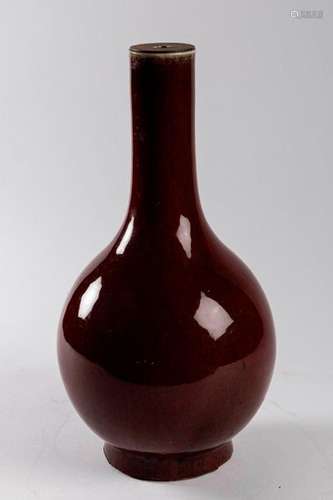 CHINA Porcelain bottle vase with ox blood cover. H…