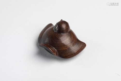 JAPAN NETSUKE in carved boxwood showing a sparrow.…