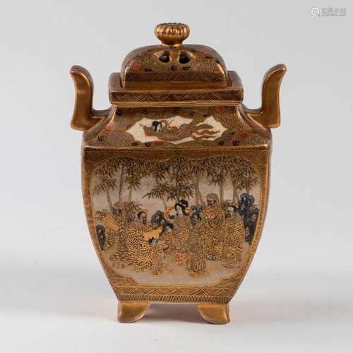 JAPAN, Satsuma Porcelain BURNER with polychrome de…