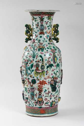 CHINA Porcelain vase with polychrome decoration an…