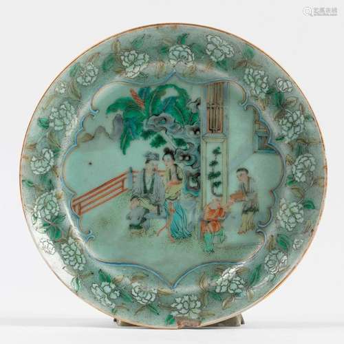 CHINA, Canton Small porcelain PLATE with character…