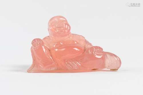 CHINA BUDDHA in relaxing position, carved rose qua…