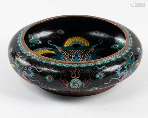 CHINA BRUSH RINSE in cloisonné enamels on baked cl…