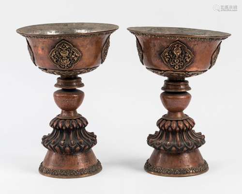 CHINA Pair of CUTTINGS on stamped copper PEDESTRIE…