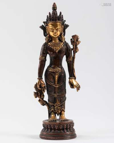 SOUTH EAST ASIA DIVINITY standing in patinated and…