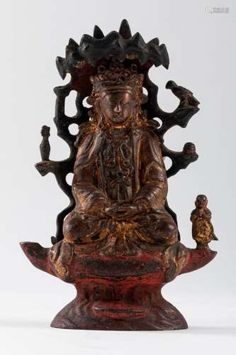 CHINA BODHISATTVA with hands joined under a canopy…