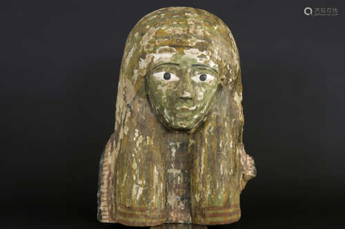 Ancient Egyptian 26th till 30th dynasty sculpture (top of a sarcophagus with bust) in [...]