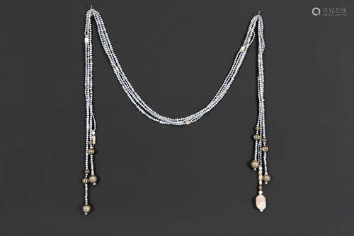 three Chinese necklaces with light grey Keshi pearls and silver beads & one with pink [...]