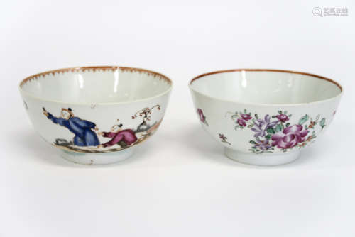 two 18th Cent. Chinese bowls in porcelain with 'Famille Rose' decor, one with [...]