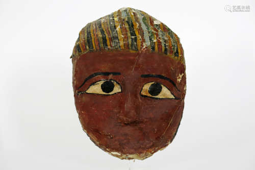 well preserved Ancient Egyptian 1st Cent. Roman period funerary mask in cartonnage [...]