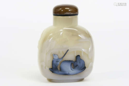 antique Chinese snuff bottle in agate - - Antiek Chinees opiumflesje in [...]