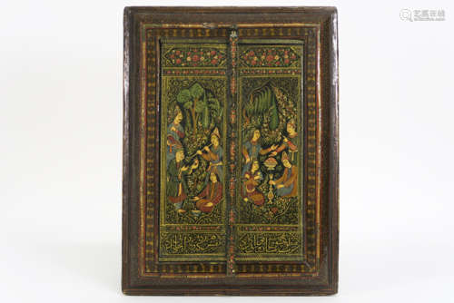 19th Cent. Persian diptych with mirror and finely painted panels - - PERZÏE - [...]