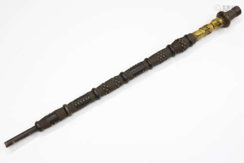 1st half of the 20th Cent. Congolese Kuba sceptre in wood, ivory, steel and brass - [...]