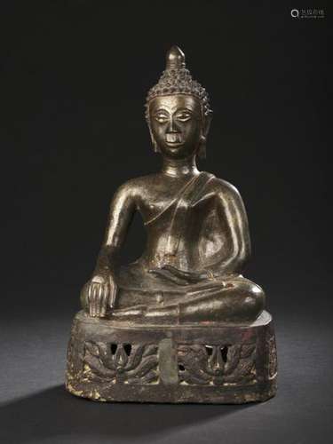 Bouddha Bronze Laos, XIXe siècle H. 30 cm AR