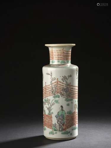 CHINE, Période Kangxi 1662 1722 Vase rouleau en po…