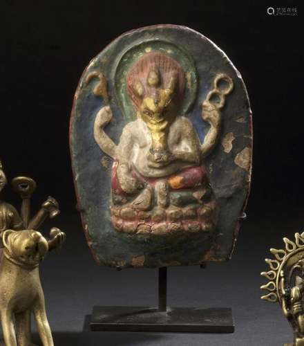 Tsa Tsa de Ganesh Terre cuite polychrome Tibet, XV…