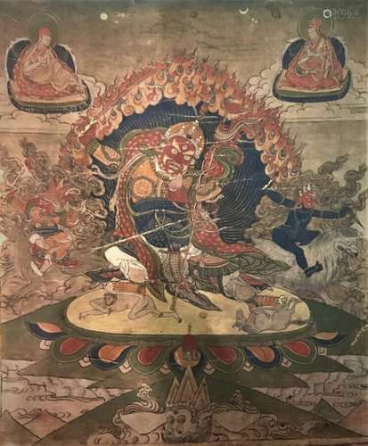 Thangka représentant Begtse Chen Pigments polychro…