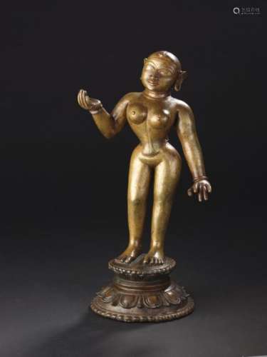 Sculpture de Radha Bronze ou fonte de laiton Inde,…
