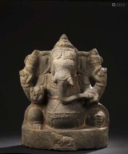 Statue de Ganesh Granit Inde du Sud, XVe XVIe sièc…