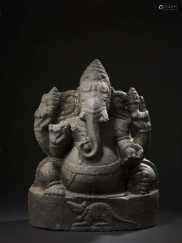 INDE, XVI XVIIIe siècle Statue de Ganesh en pierre…