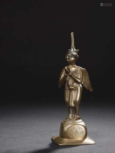 Figure de Garuda Bronze patiné et argent Inde, Ima…