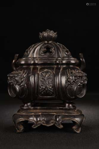 A Rosewood Beast Pattern Censer