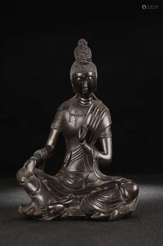 A Rosewood Guanyin Ornament