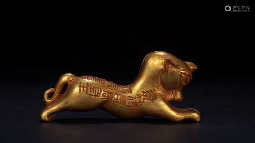 A Gilt Bronze Tiger Ornament