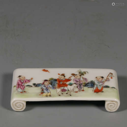 A Porcelain Famille Rose Ink Bed With Mark