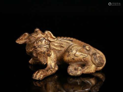 A Gilt Bronze Beast Ornament