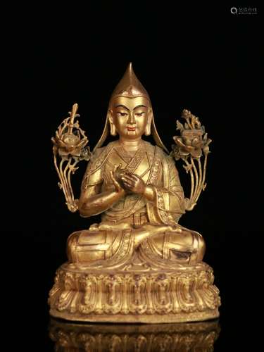 A Gilt Bronze Je Tsongkhapa