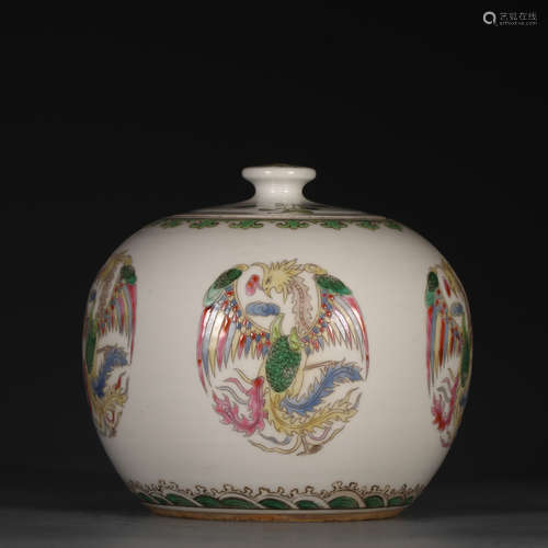 A Porcelain Famille Rose Phoenix Jar With Mark