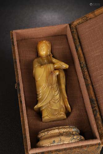 A Shoushan Stone Guanyin Ornament