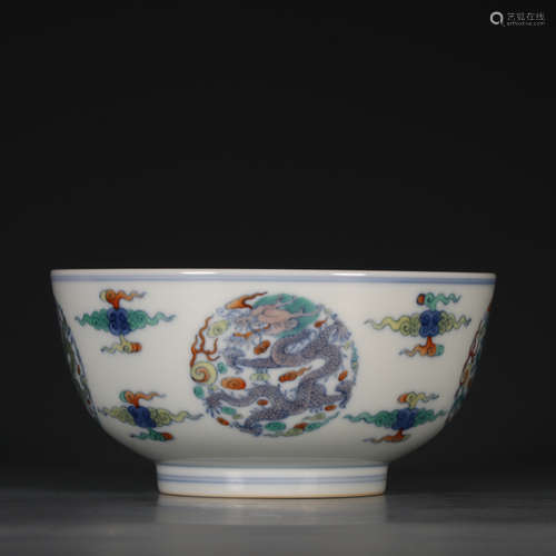 A Porcelain Doucai Dragon Bowl With Mark