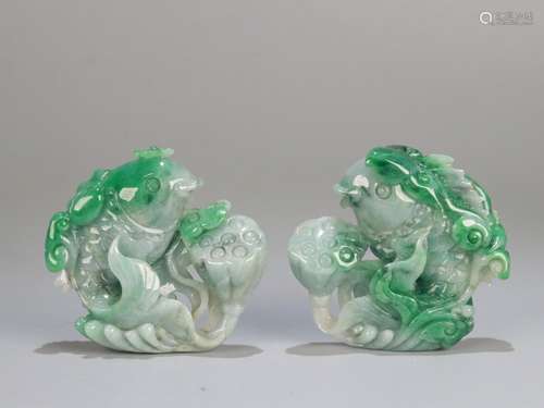 Pair Of Jadeite Hand Pieces