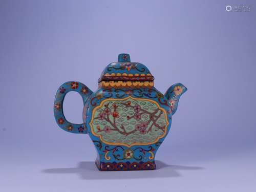 A Zisha Cloisonne Floral Teapot