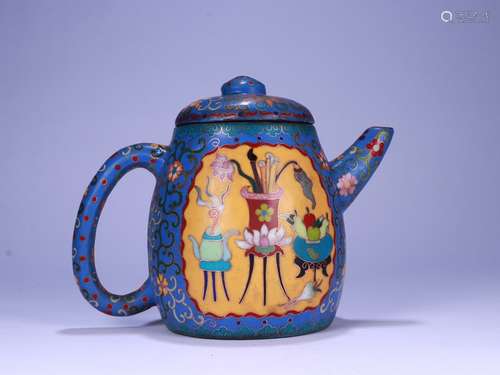 A Zisha Cloisonne Teapot