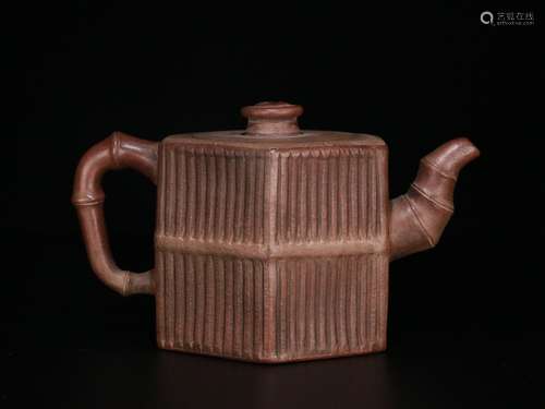 A Zisha Teapot Of Bamboo Pattern With Mark