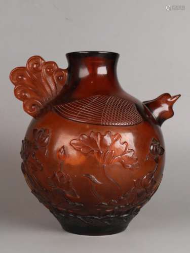 A Colored Glazed Phoenix&Lotus Pattern Vase