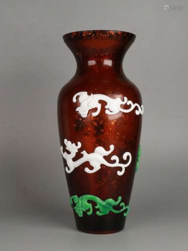 A Colored Glazed Dragon Pattern Vase