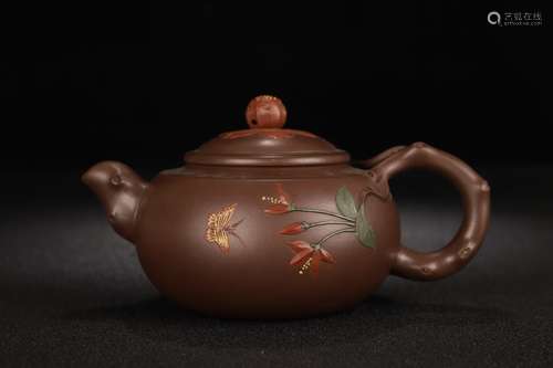 A Zisha Teapot Of Butterfly&Floral