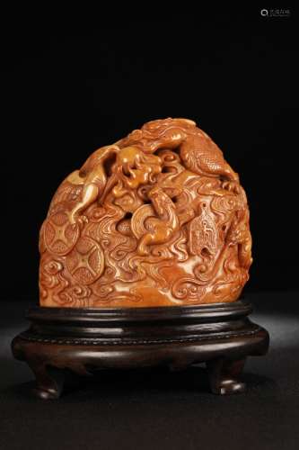 A Tianhuang Stone Phoenix&Dragon Ornament